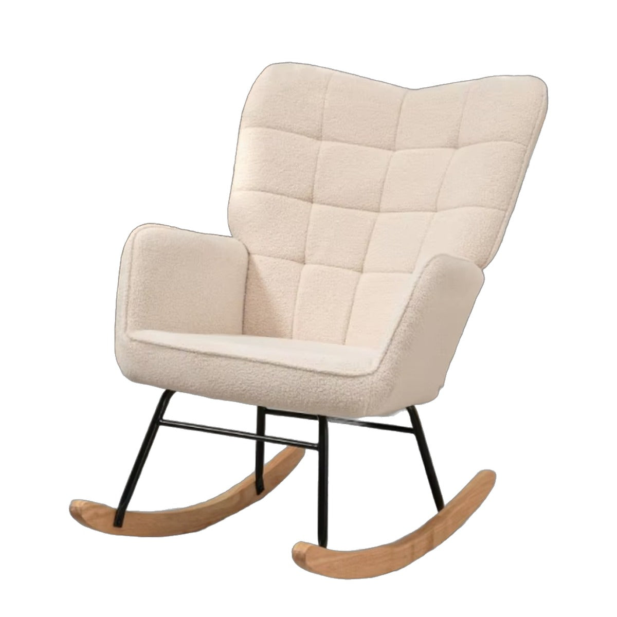 Nursing Rocking Chair - Berber Fleece, Tufted Wingback
