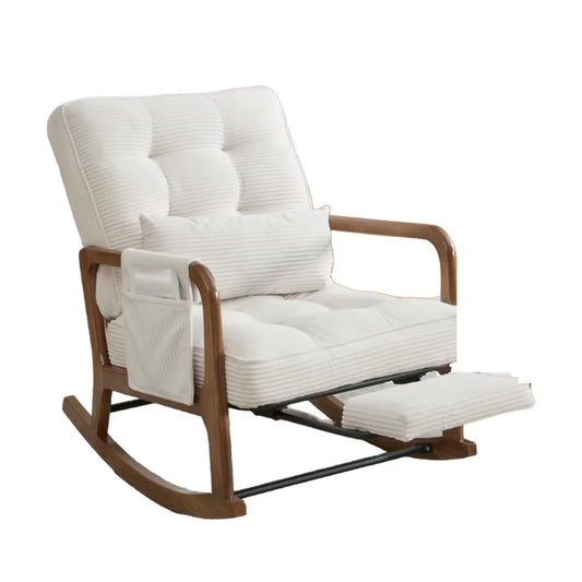 Rocking Chair - Corduroy, Solid Wood Frame, Adjustable Backrest