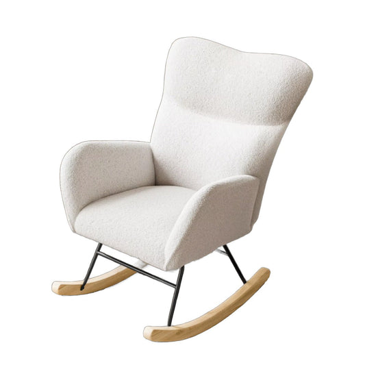 Nursing Rocking Chair - Teddy Fabric, High Wingback